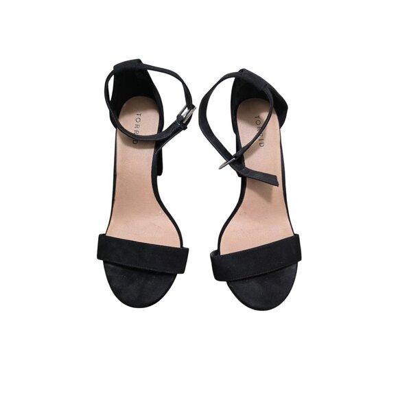 Torrid Black Faux Suede Block Heel Sandals With Ankle Strap Size 10.5W Women's S - Picture 1 of 8